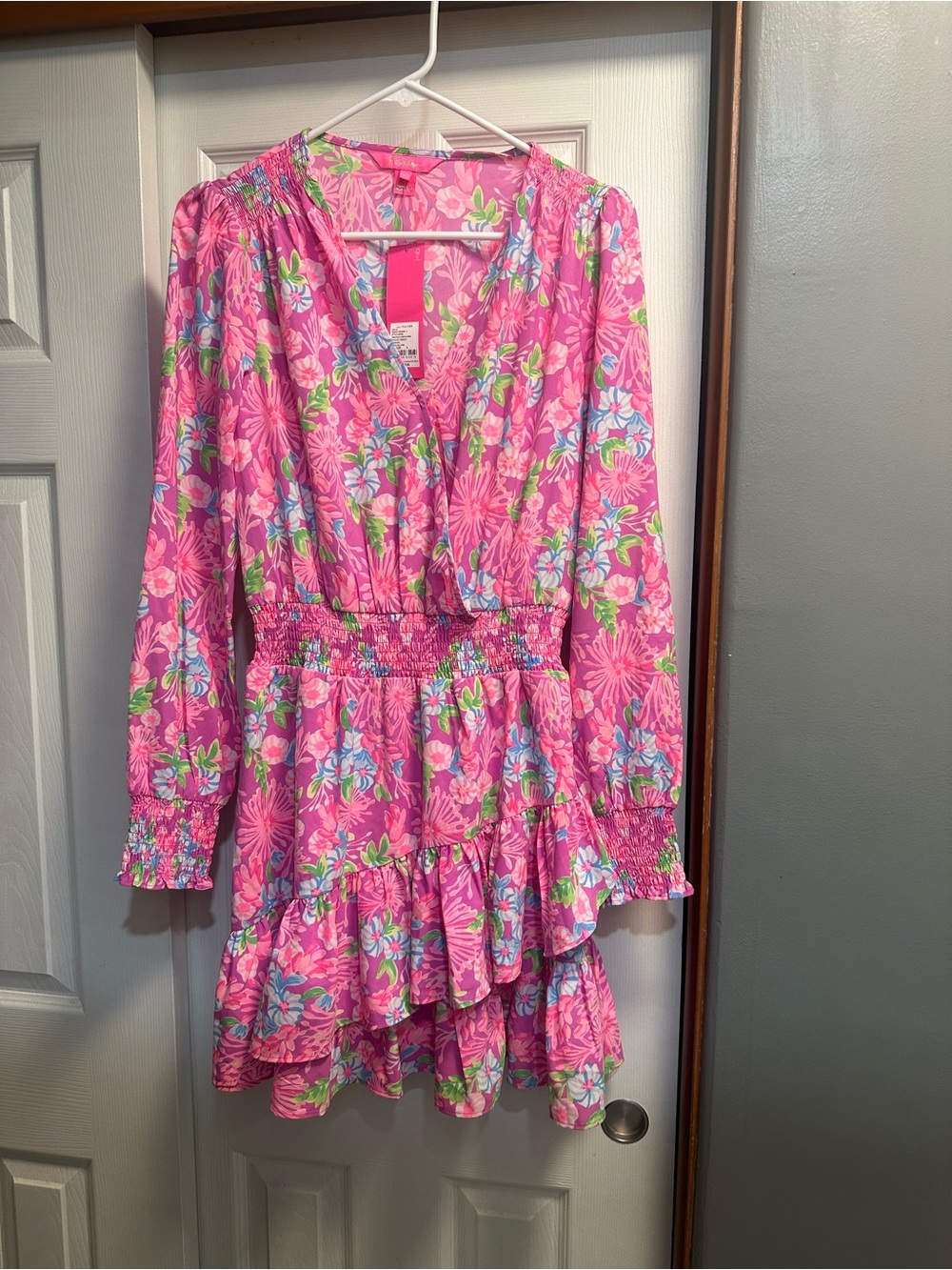 Lilly Pulitzer Pink Floral Ruffle Tiered Dress